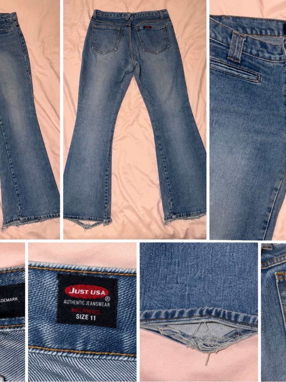 Just USA Blue Flare Jeans with Frayed Hem